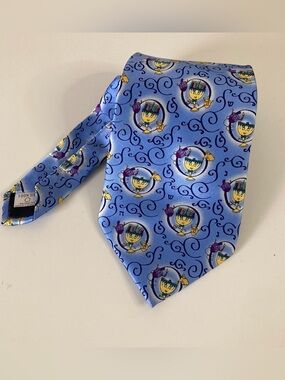 Rite Lite Men’s Blue Hanukkah Tie, Menorah Dreidel, Jewish Celebration